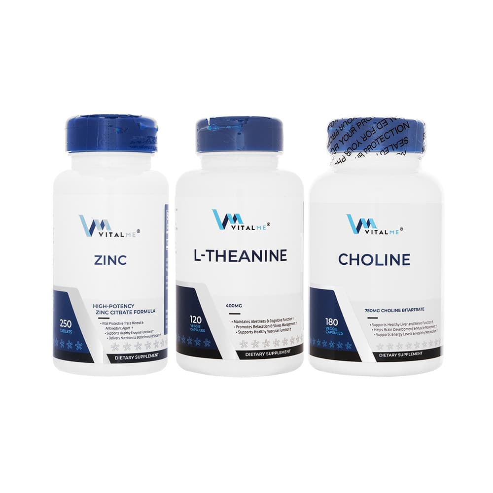 ジンク50mg250錠+L-テアニン400mg120錠+コリン750mg180錠(バイタルミー) 【1セット】